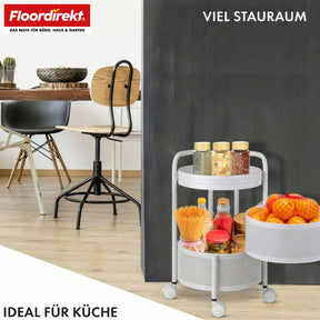 Rolwagen | Henry | Keukentrolley van staal met wielen | Serveerwagen | 3 of 5 niveaus | Wit & Zwart