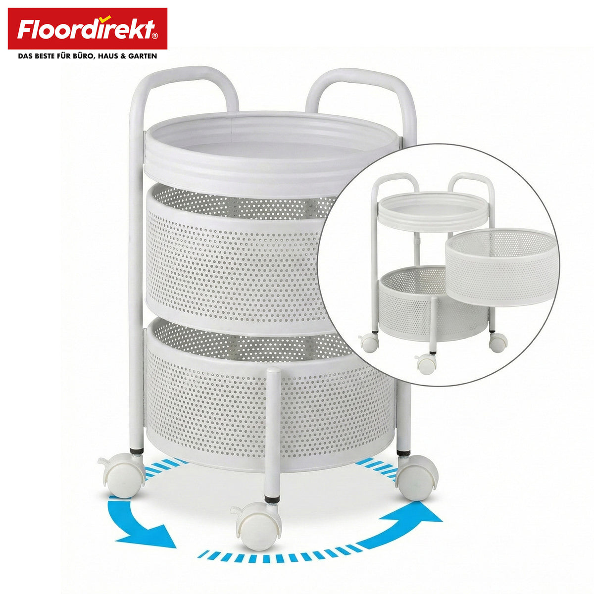 Rolwagen | Henry | Keukentrolley van staal met wielen | Serveerwagen | 3 of 5 niveaus | Wit & Zwart