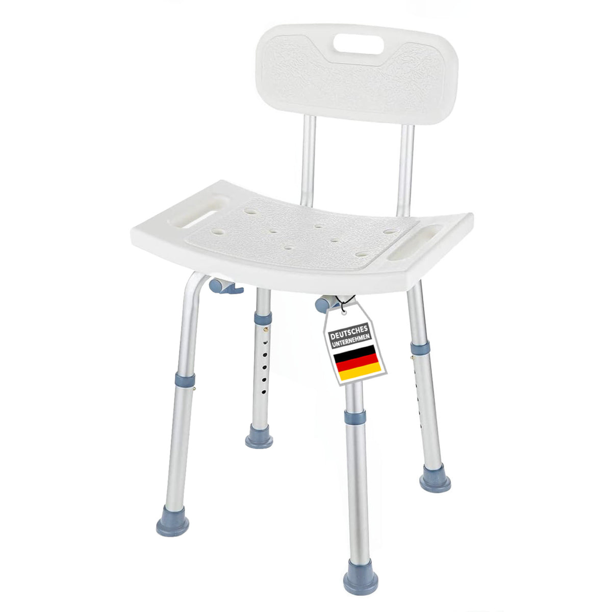 Douchestoel | Jonah | In hoogte verstelbare badkruk met rugleuning tot 150 kg belastbaar