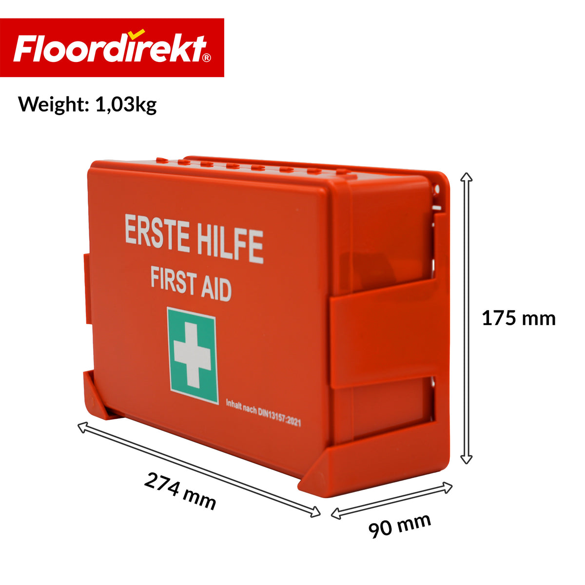 EHBO-koffer | DIN 13157:2021 | Verbanddoos met wandhouder & ISO-stickers