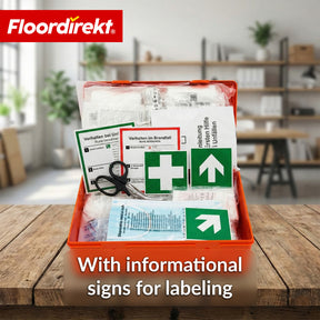 EHBO-koffer | DIN 13157:2021 | Verbanddoos met wandhouder & ISO-stickers