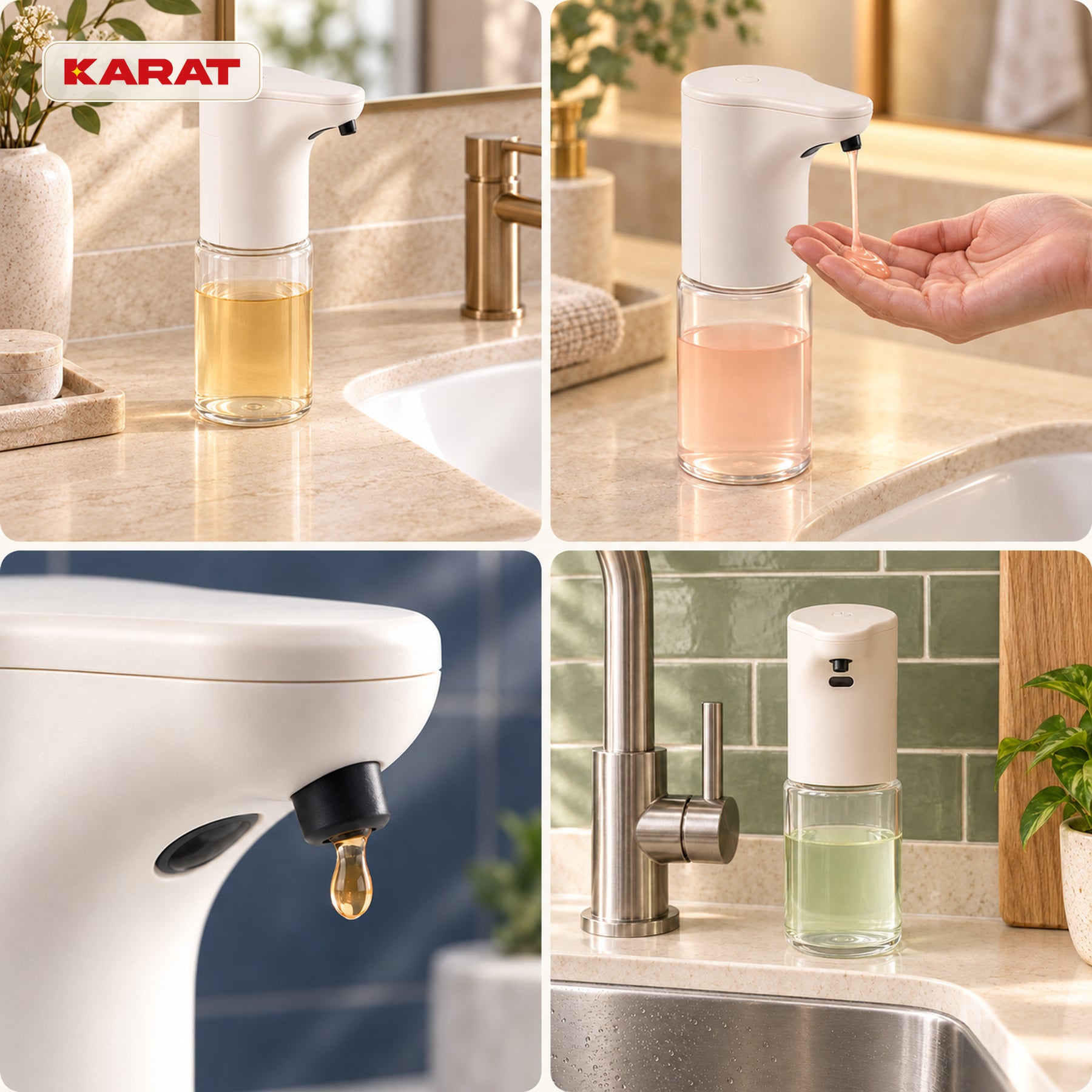 Automatische dispenser voor vloeibare zeep | Elara | Contactloze sensor voor vloeibare zeep | 300 ml | 5 kleuren