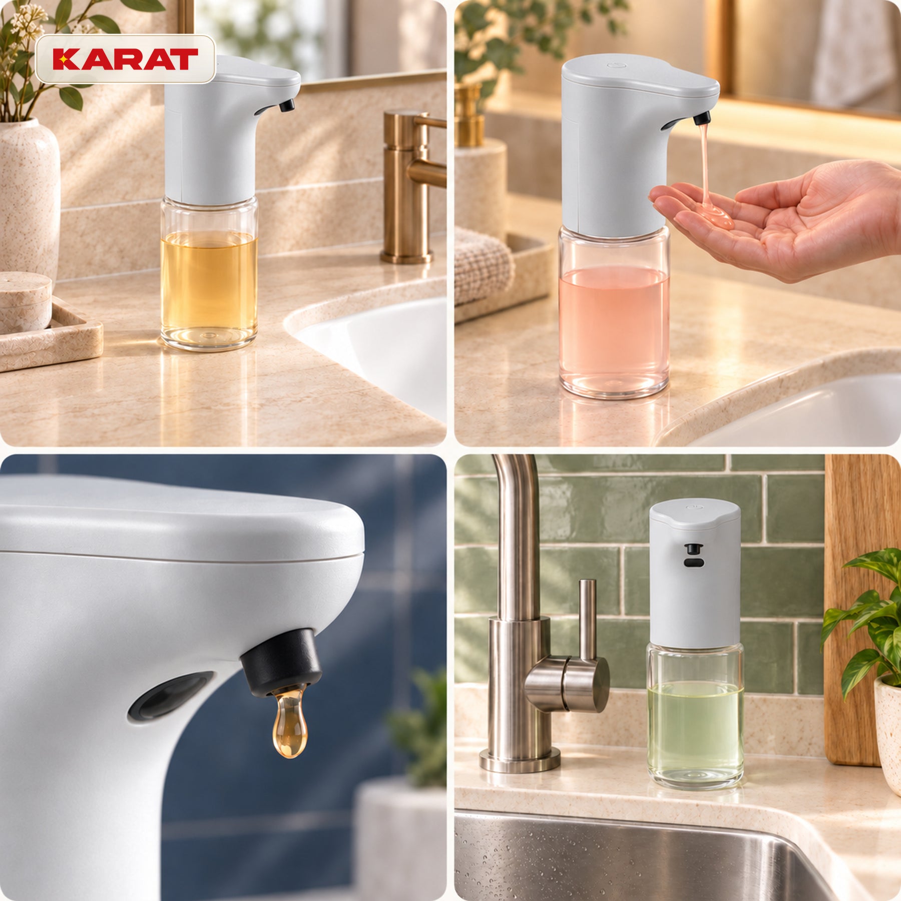 Automatische dispenser voor vloeibare zeep | Elara | Contactloze sensor voor vloeibare zeep | 300 ml | 5 kleuren