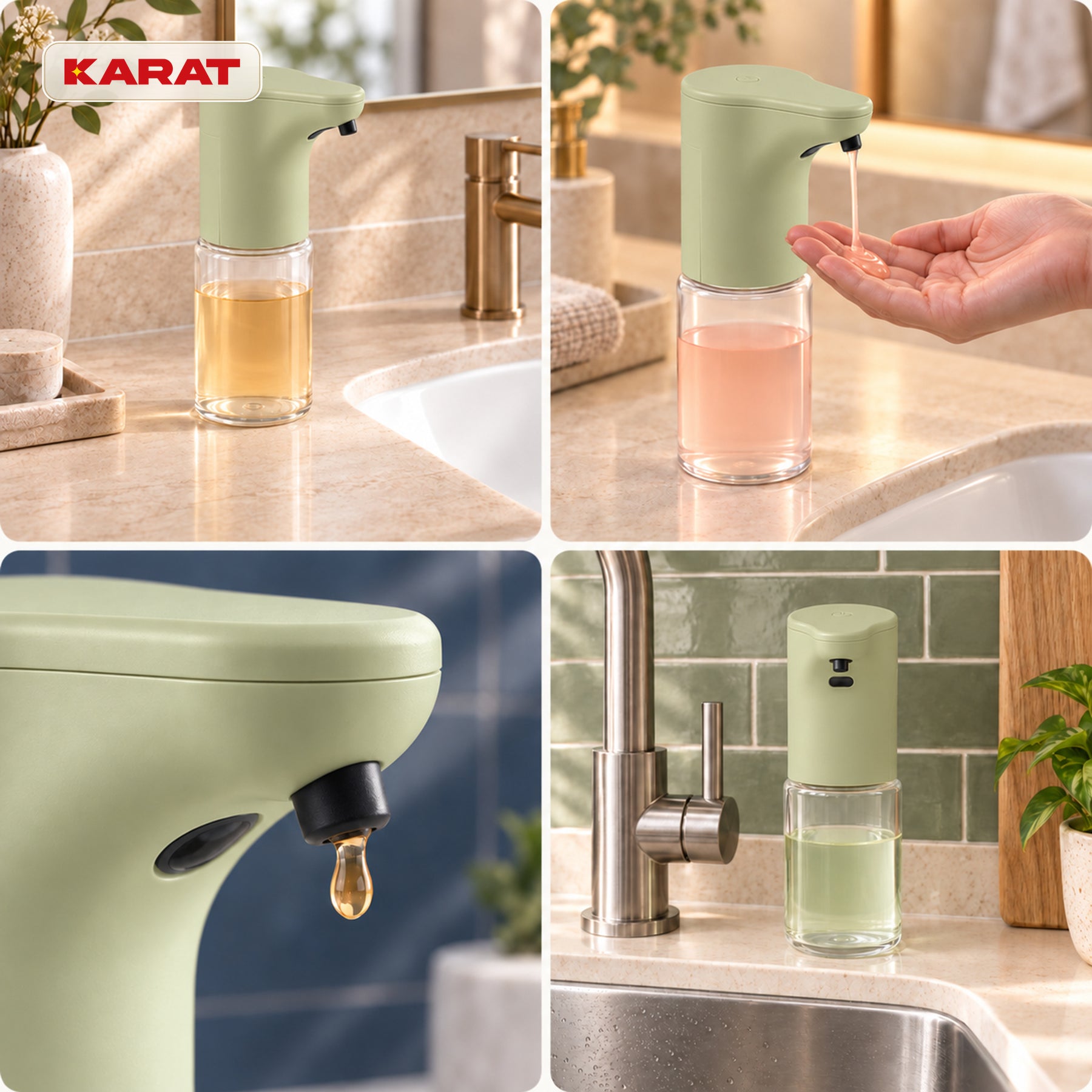 Automatische dispenser voor vloeibare zeep | Elara | Contactloze sensor voor vloeibare zeep | 300 ml | 5 kleuren