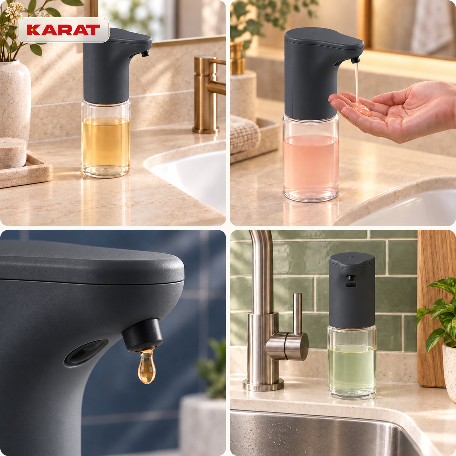 Automatische dispenser voor vloeibare zeep | Elara | Contactloze sensor voor vloeibare zeep | 300 ml | 5 kleuren