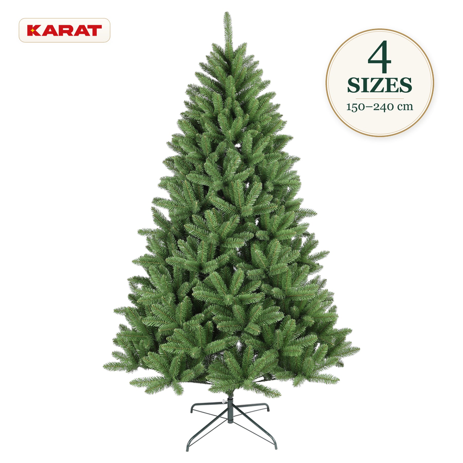 Kunstkerstboom | Evergreen | Dichte sparrenlook met metalen standaard | 150–240 cm