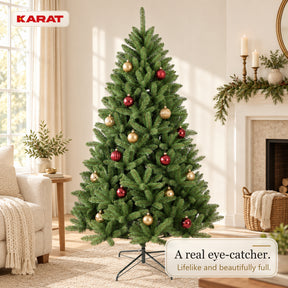 Kunstkerstboom | Evergreen | Dichte sparrenlook met metalen standaard | 150–240 cm