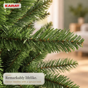 Kunstkerstboom | Evergreen | Dichte sparrenlook met metalen standaard | 150–240 cm