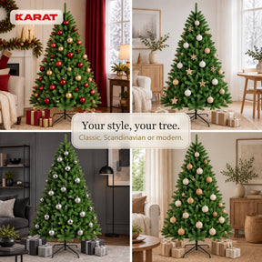 Kunstkerstboom | Evergreen | Dichte sparrenlook met metalen standaard | 150–240 cm