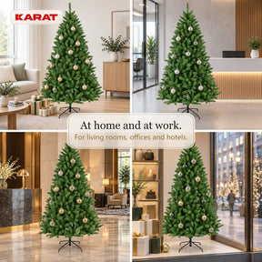 Kunstkerstboom | Evergreen | Dichte sparrenlook met metalen standaard | 150–240 cm