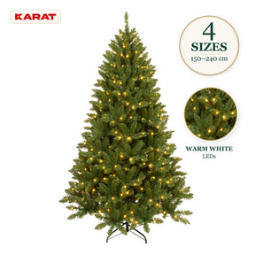 Kunstkerstboom met LED-verlichting | Evergreen | Warmwitte LEDs & metalen standaard | 150–240 cm