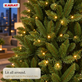 Kunstkerstboom met LED-verlichting | Evergreen | Warmwitte LEDs & metalen standaard | 150–240 cm