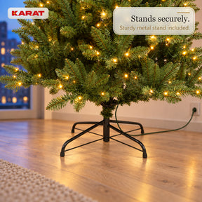 Kunstkerstboom met LED-verlichting | Evergreen | Warmwitte LEDs & metalen standaard | 150–240 cm