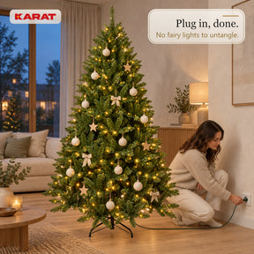 Kunstkerstboom met LED-verlichting | Evergreen | Warmwitte LEDs & metalen standaard | 150–240 cm