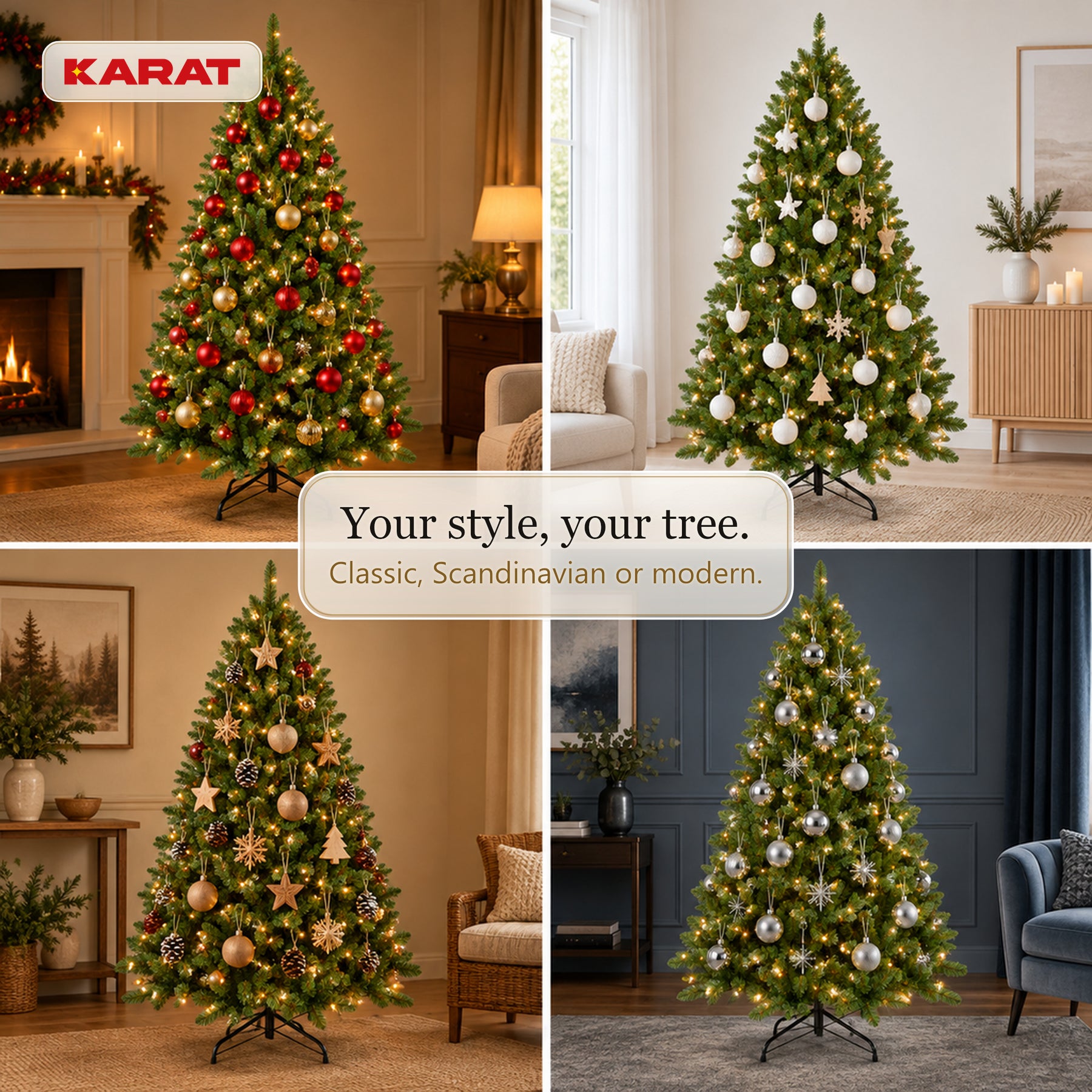 Kunstkerstboom met LED-verlichting | Evergreen | Warmwitte LEDs & metalen standaard | 150–240 cm