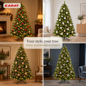 Kunstkerstboom met LED-verlichting | Evergreen | Warmwitte LEDs & metalen standaard | 150–240 cm