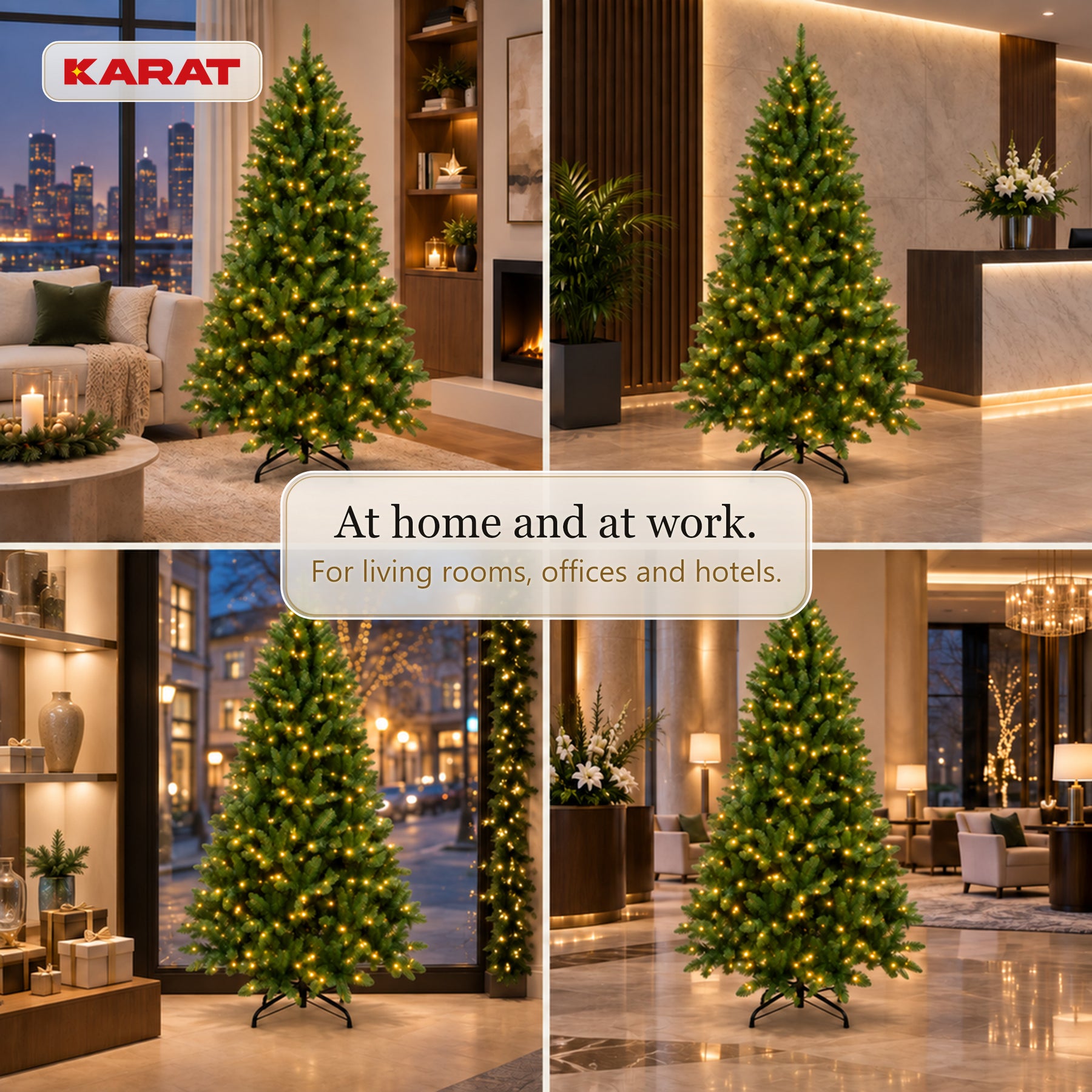 Kunstkerstboom met LED-verlichting | Evergreen | Warmwitte LEDs & metalen standaard | 150–240 cm