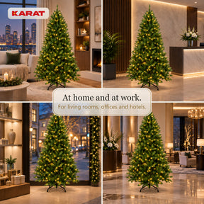 Kunstkerstboom met LED-verlichting | Evergreen | Warmwitte LEDs & metalen standaard | 150–240 cm