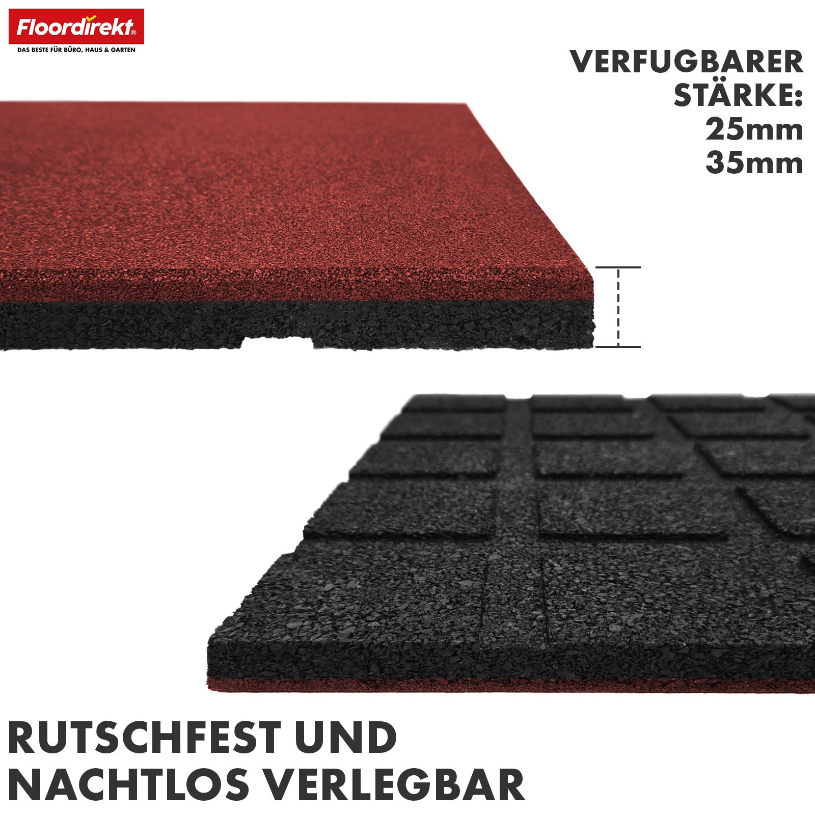 Valmat | Play Protect | Antislip, robuuste rubberen vloerbescherming | Verschillende diktes en kleuren | 50 x 50 cm