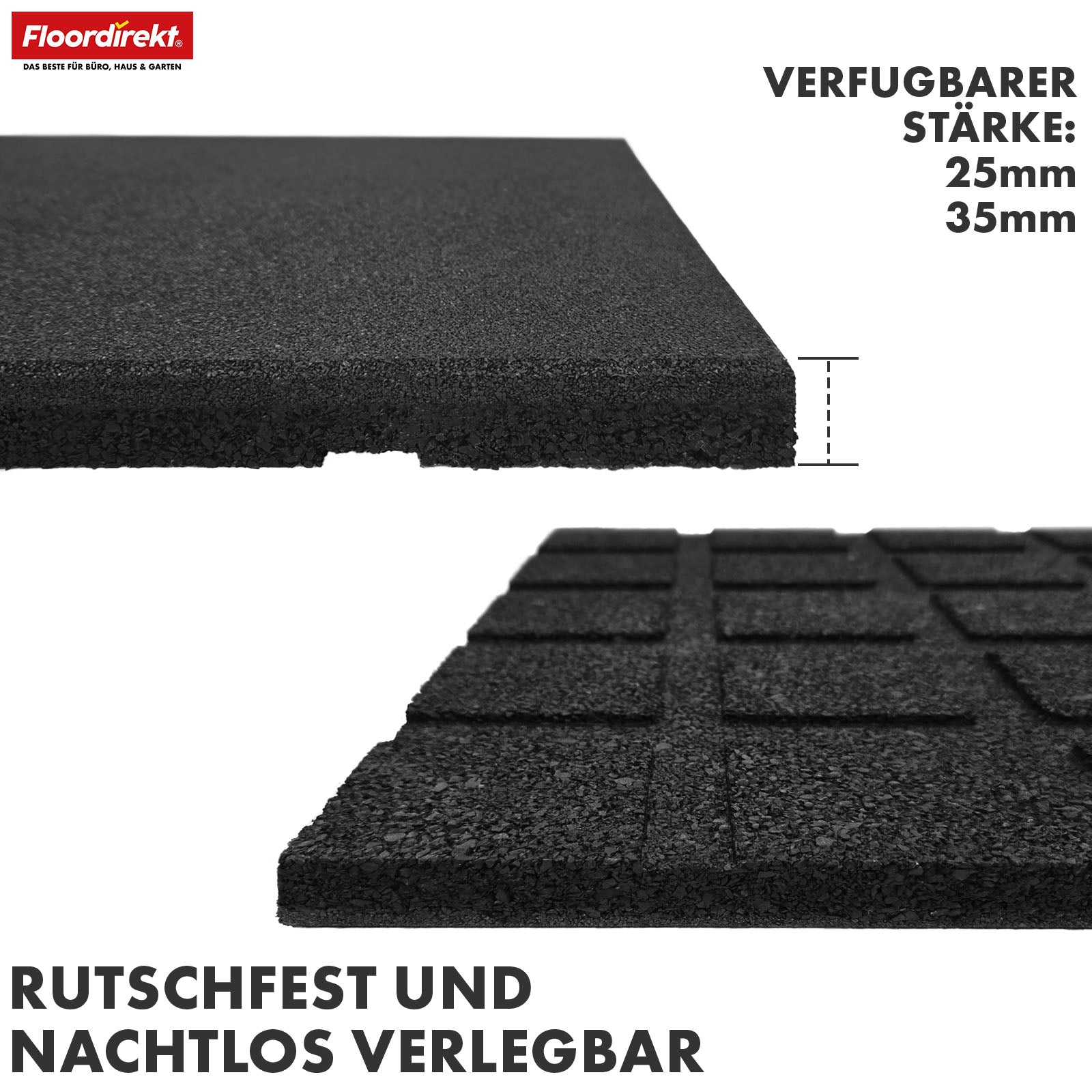 Valmat | Play Protect | Antislip, robuuste rubberen vloerbescherming | Verschillende diktes en kleuren | 50 x 50 cm