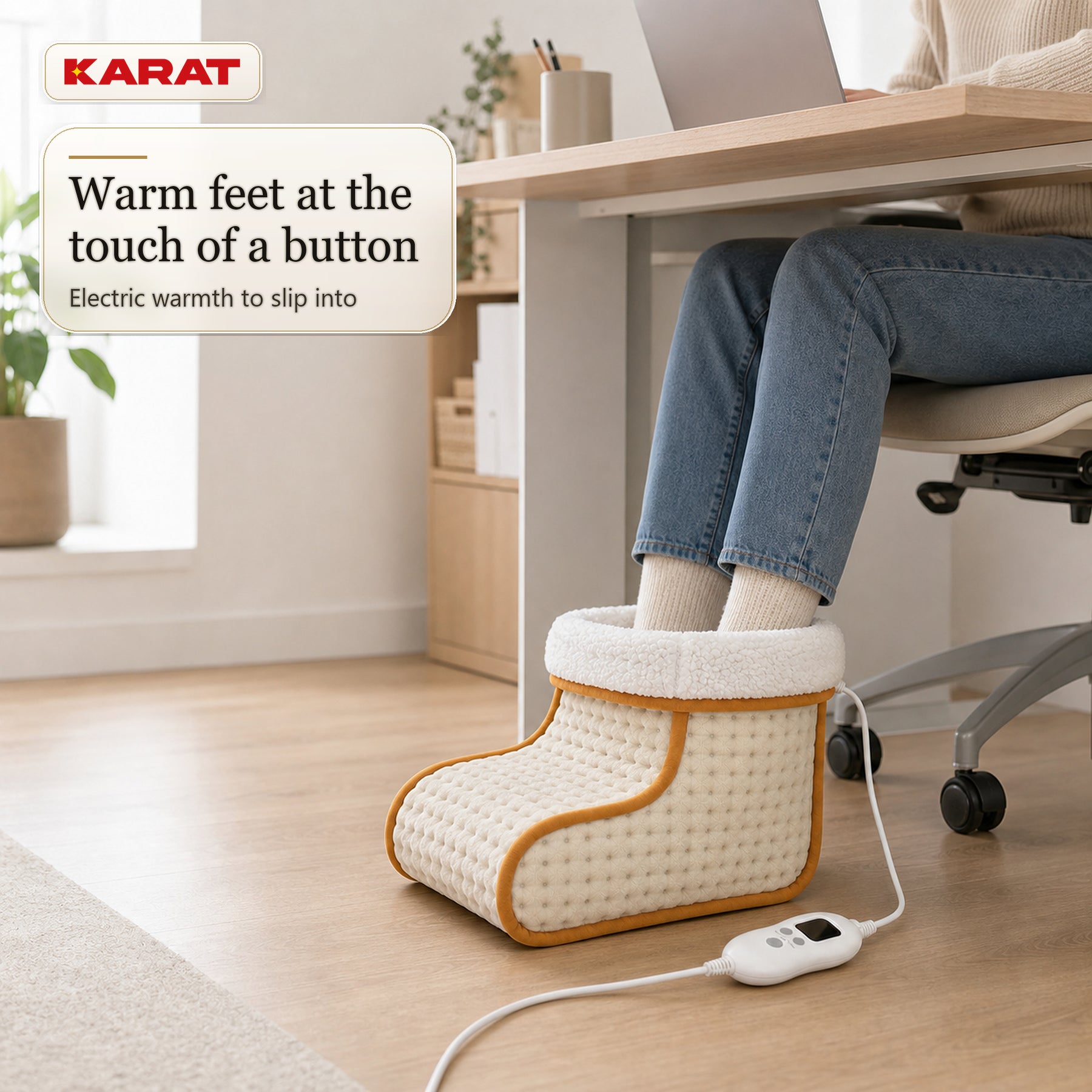 Elektrische Voetenwarmer | Fjord | 6 Warmtestanden tot 55 °C, Timer & Sherpa-Voering | 4 Kleuren