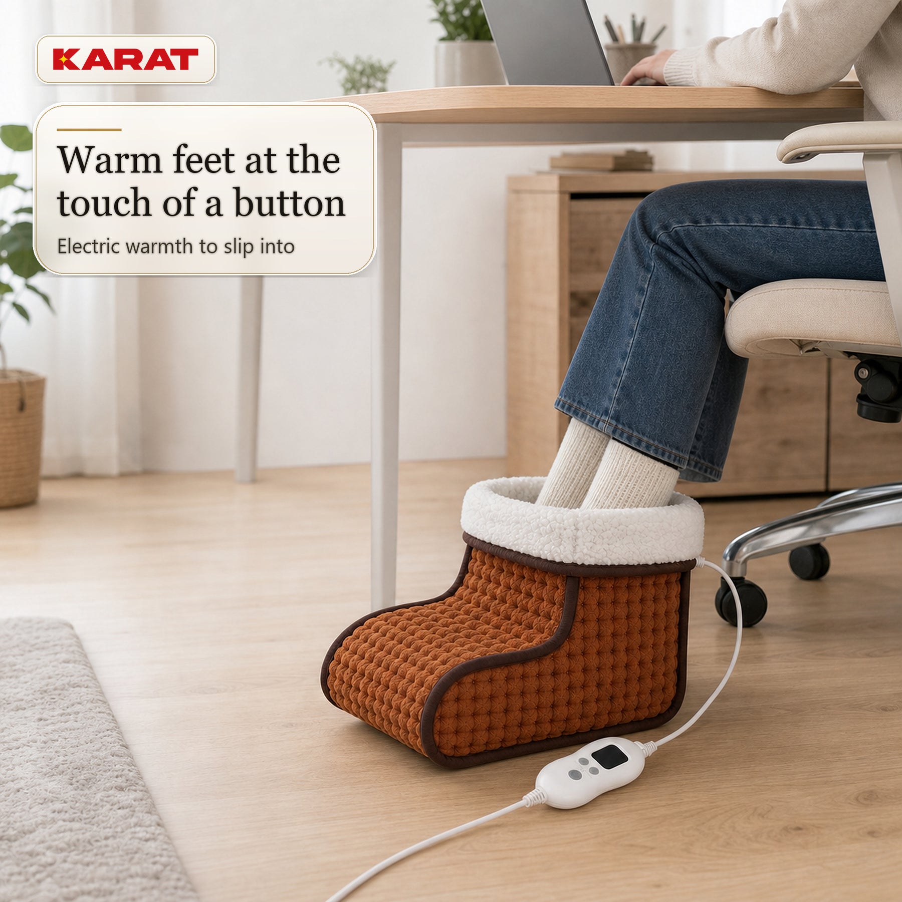 Elektrische Voetenwarmer | Fjord | 6 Warmtestanden tot 55 °C, Timer & Sherpa-Voering | 4 Kleuren