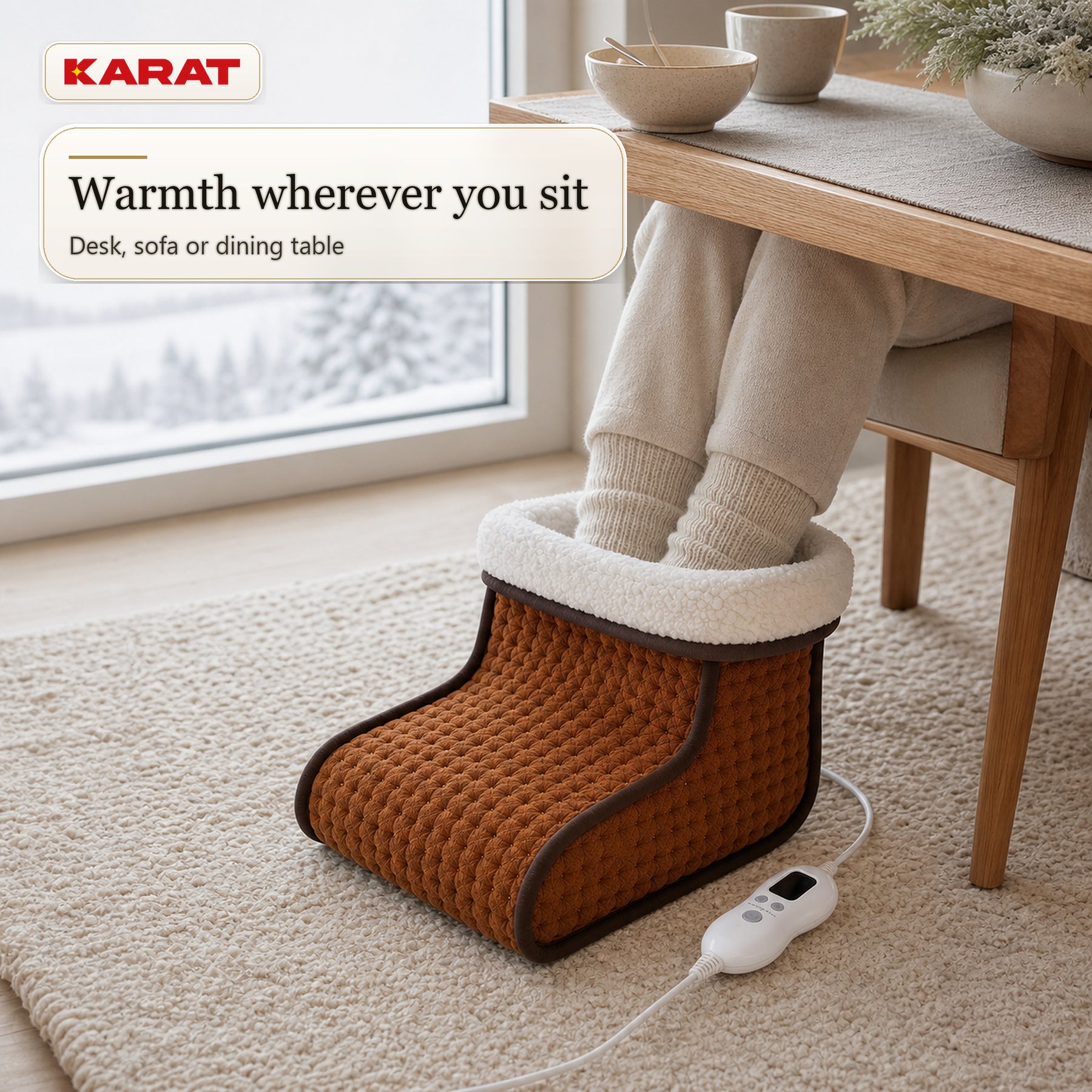 Elektrische Voetenwarmer | Fjord | 6 Warmtestanden tot 55 °C, Timer & Sherpa-Voering | 4 Kleuren