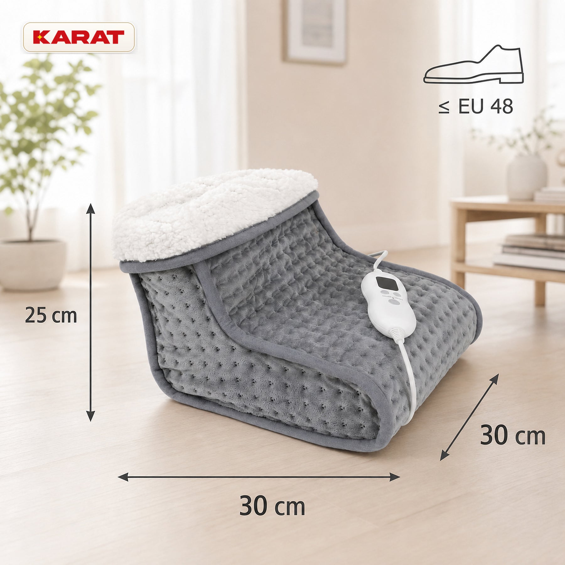 Elektrische Voetenwarmer | Fjord | 6 Warmtestanden tot 55 °C, Timer & Sherpa-Voering | 4 Kleuren