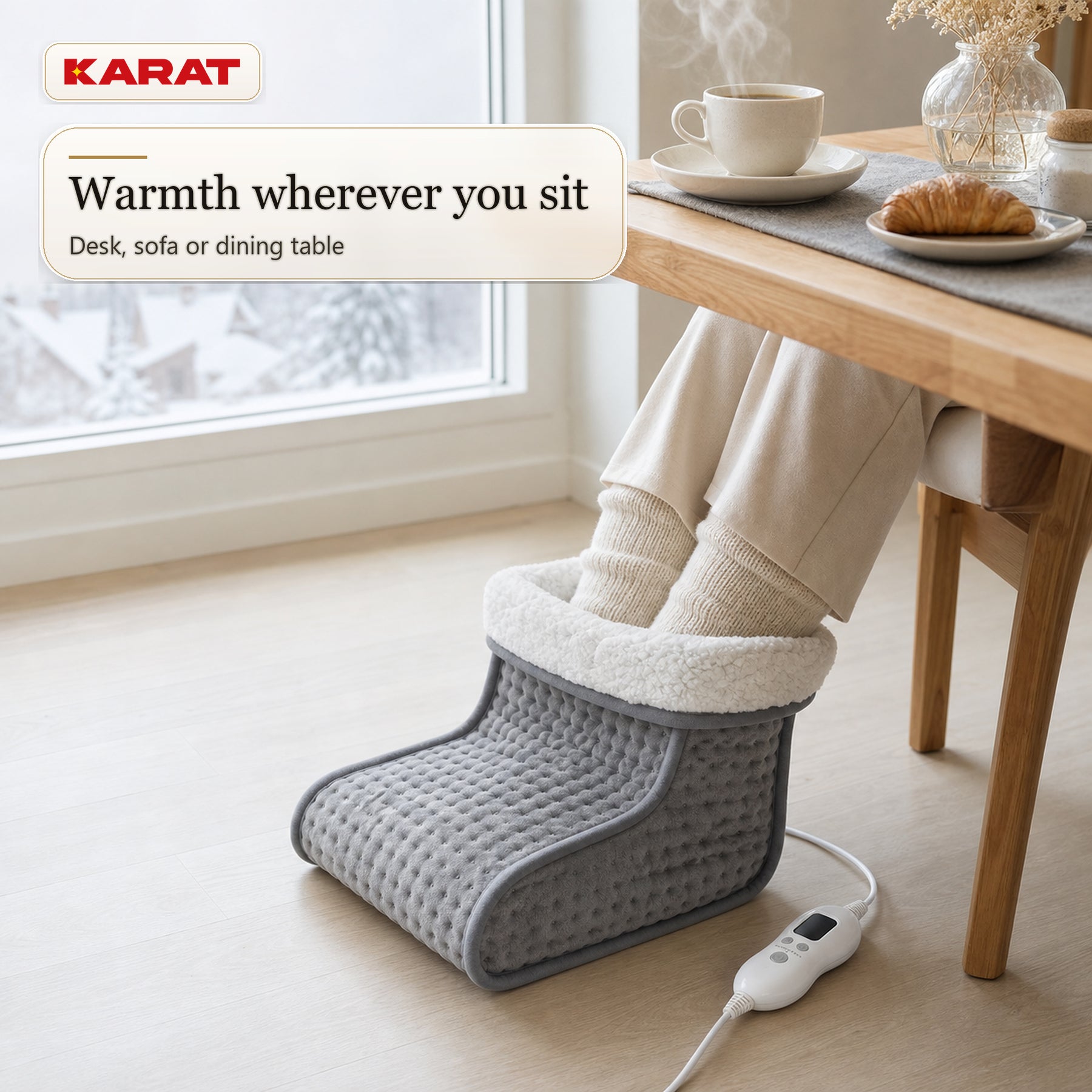 Elektrische Voetenwarmer | Fjord | 6 Warmtestanden tot 55 °C, Timer & Sherpa-Voering | 4 Kleuren