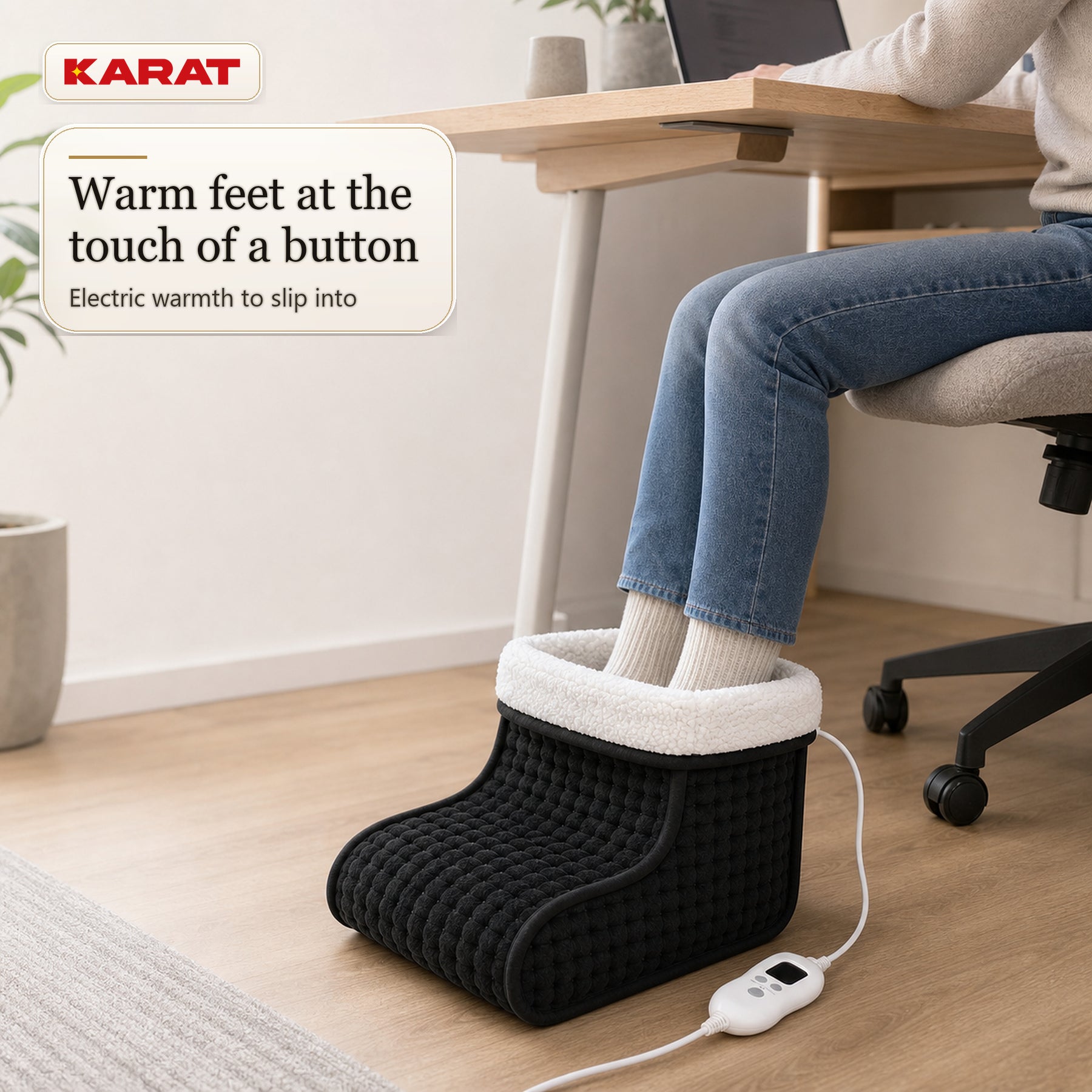 Elektrische Voetenwarmer | Fjord | 6 Warmtestanden tot 55 °C, Timer & Sherpa-Voering | 4 Kleuren