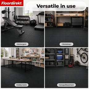 Rubberen klikmat | Robuuste vloerbeschermingsmat voor fitnessapparatuur & werkruimtes | 50 x 50 cm