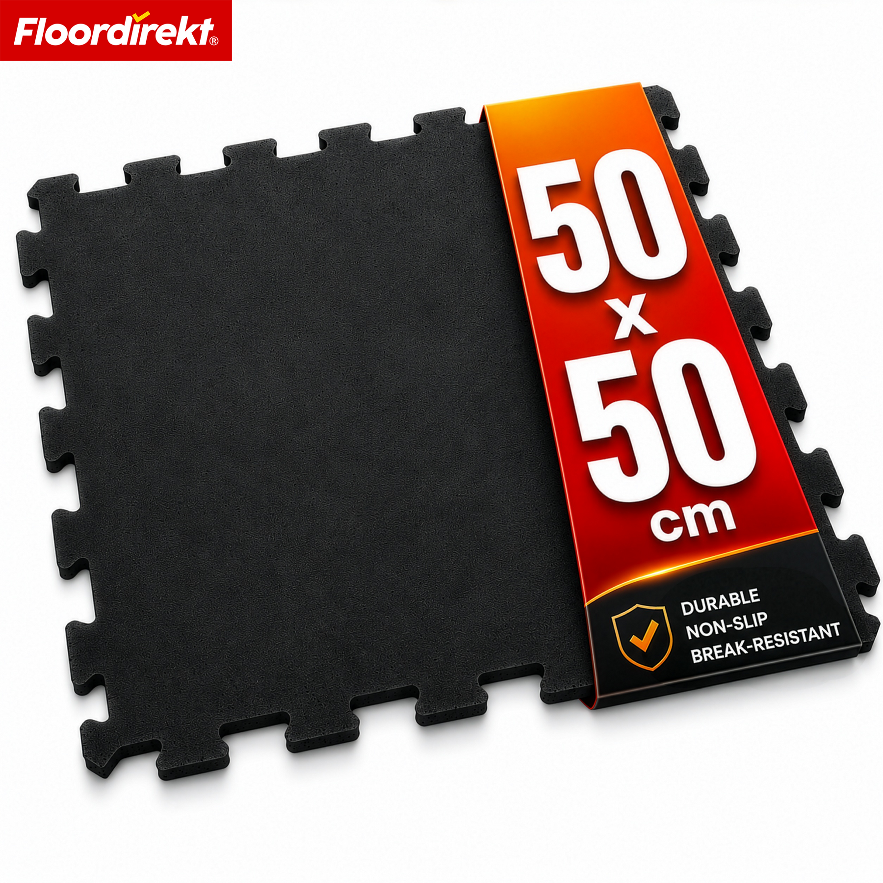 Rubberen klikmat | Robuuste vloerbeschermingsmat voor fitnessapparatuur & werkruimtes | 50 x 50 cm
