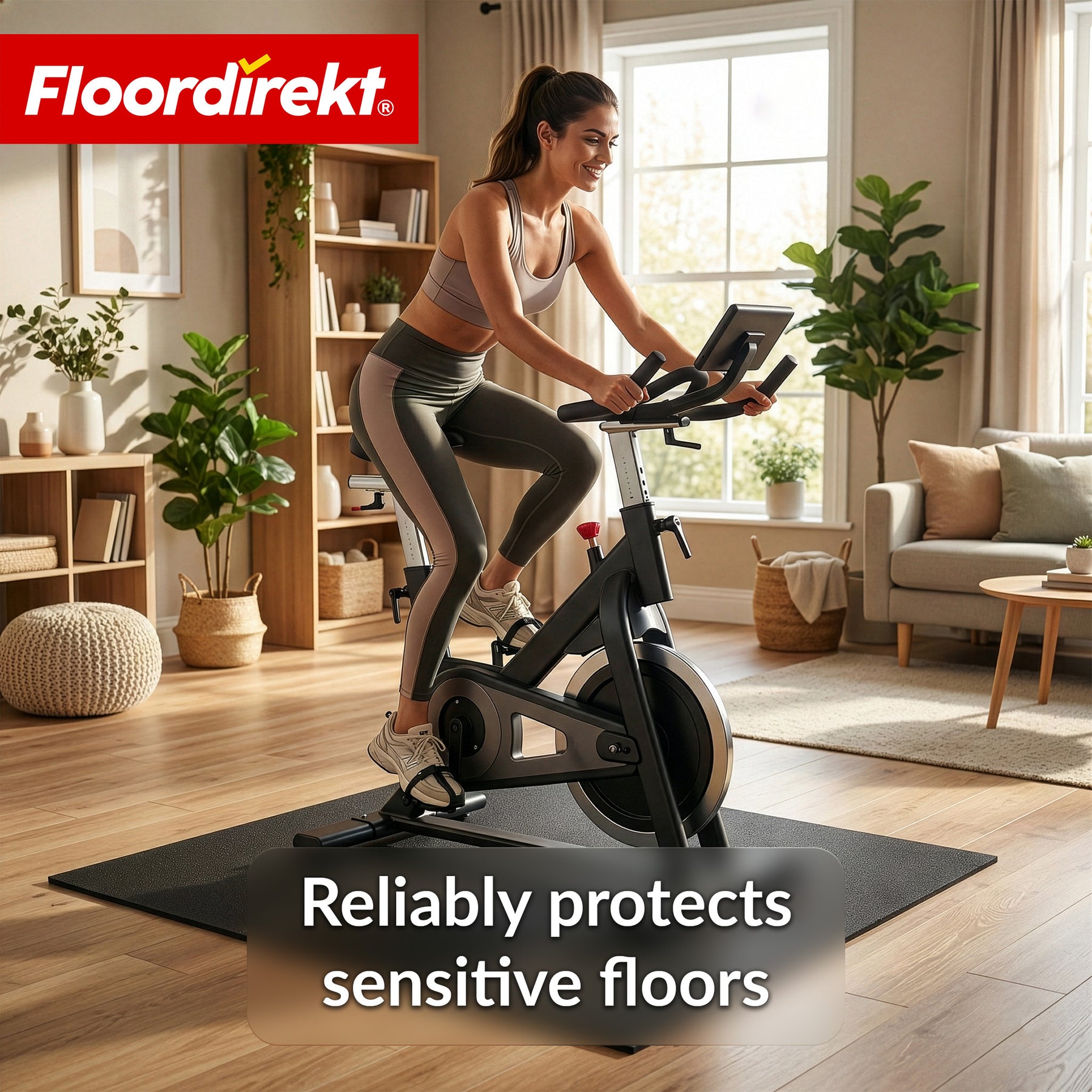 Vloerbeschermingsmat | 100 x 100 cm 10 mm | Rubbermat voor fitnessapparatuur & zware apparaten