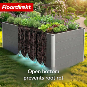 WPC-hoogbed | Delos | 150 x 70 x 75 cm | Extra stabiel met steunbalk | Antraciet | Met aluminium hoekprofielen