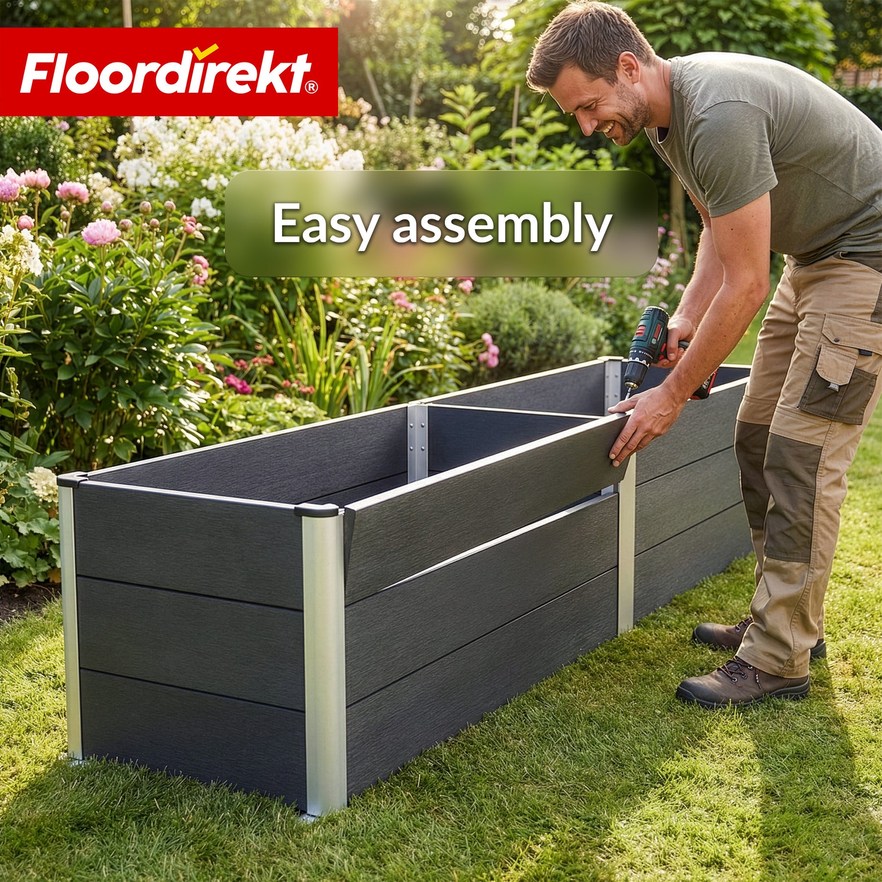 WPC-verhoogde plantenbak | Paros | Antraciet | Weerbestendig & duurzaam | Voor tuin & terras | Verschillende maten