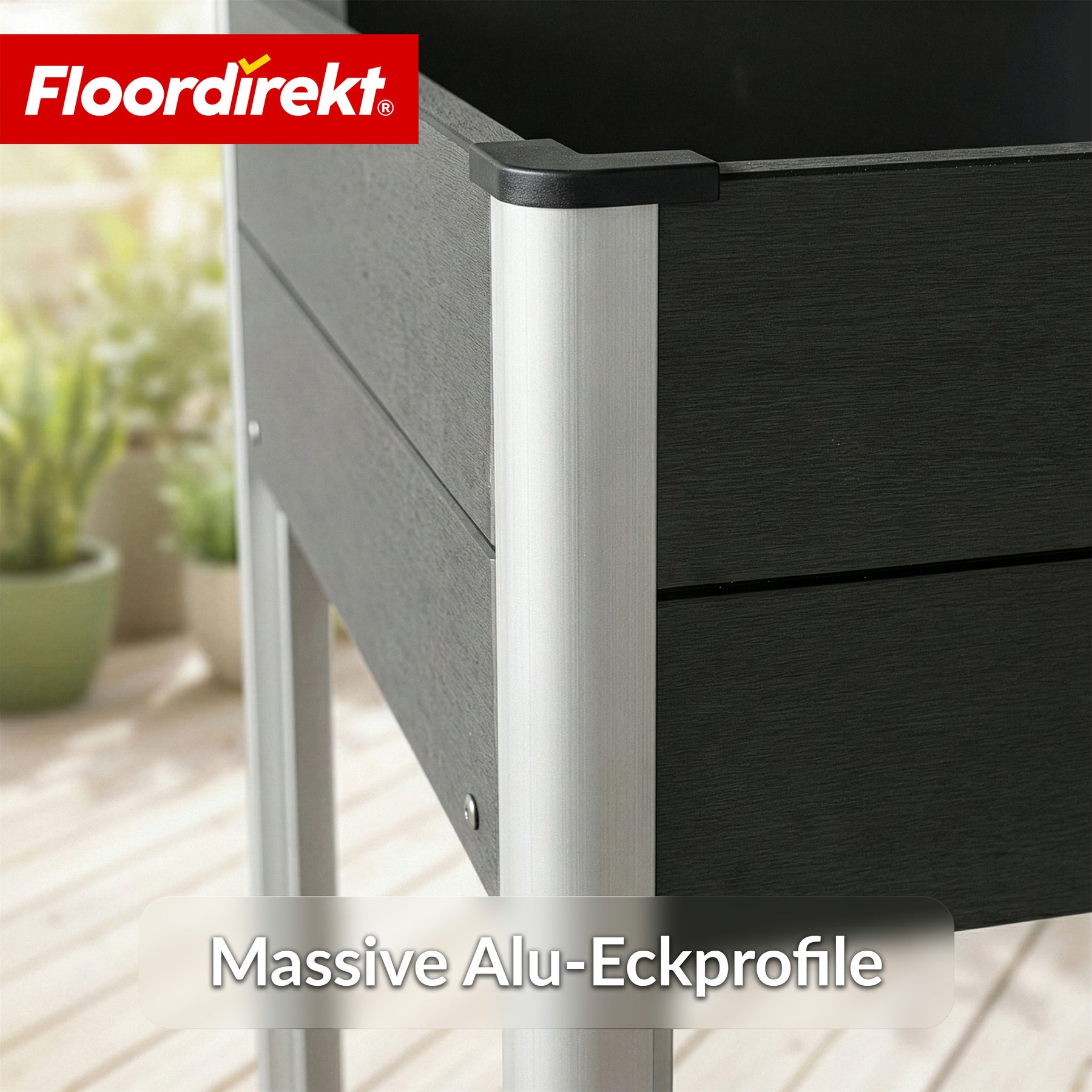 WPC-verhoogde plantenbak | Salina | Antraciet | Plantenbak op poten 60 x 50 x 90 cm | Weerbestendig & onderhoudsvriendelijk