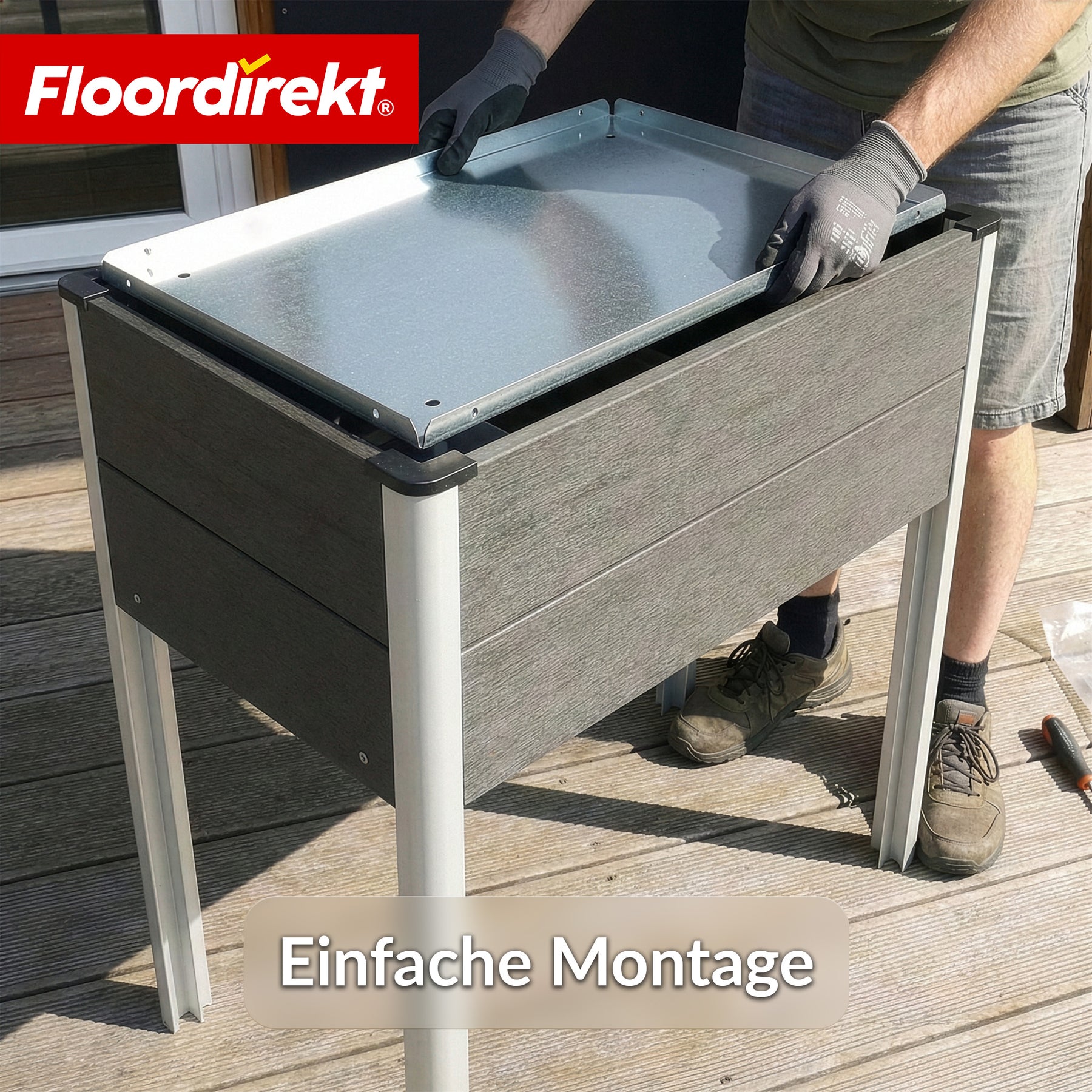 WPC-verhoogde plantenbak | Salina | Antraciet | Plantenbak op poten 60 x 50 x 90 cm | Weerbestendig & onderhoudsvriendelijk