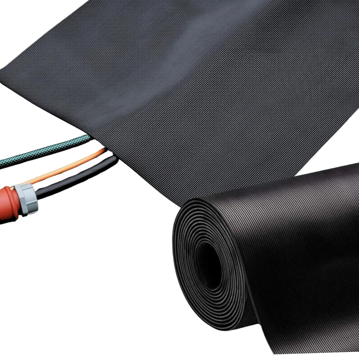 Kabelbeschermingsmat van rubber | Fijn geribbeld | Antislip, 3 mm dik | Ideale kabelbrug voor evenementen