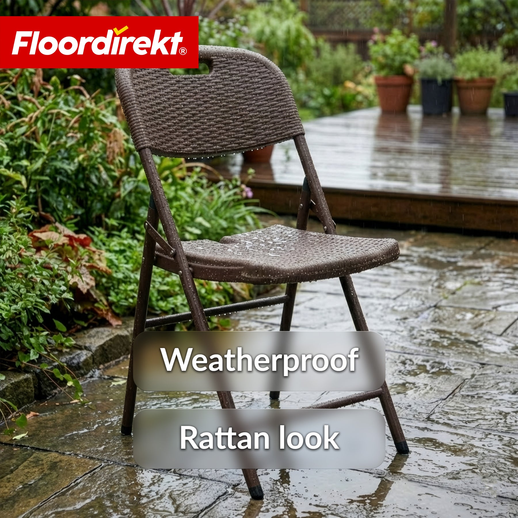 Opvouwstoel 2-delige set | Niigata | Bruine inklapbare tuinstoel in rotanlook