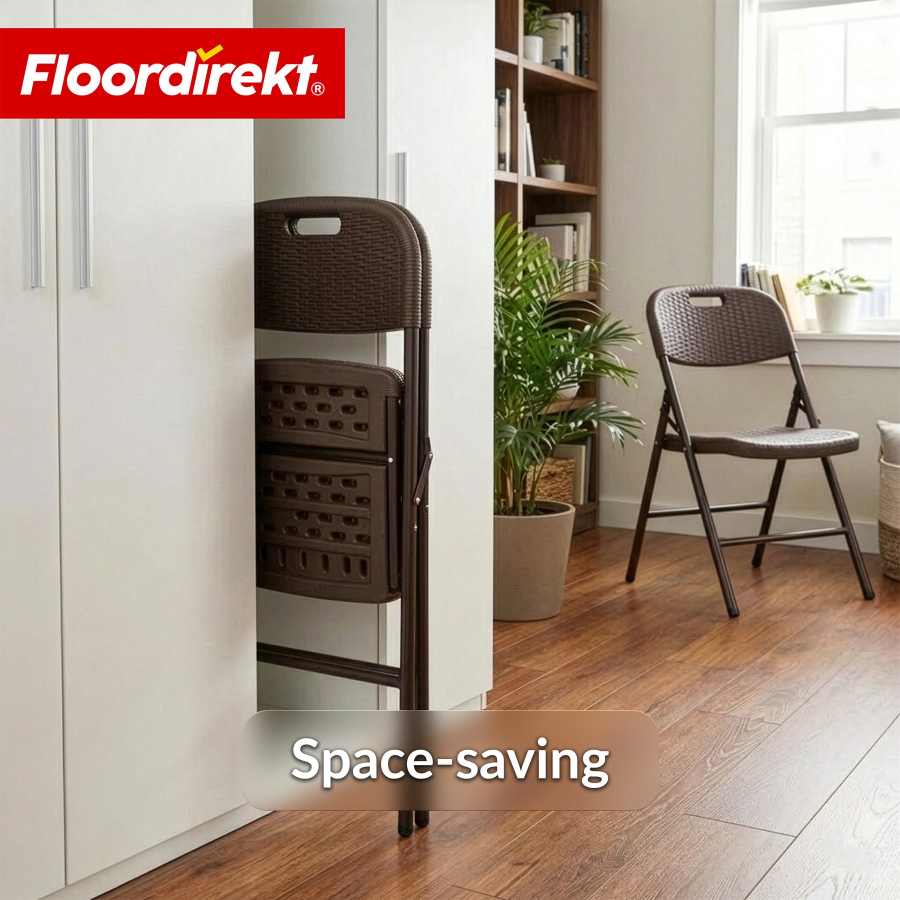 Opvouwstoel 2-delige set | Niigata | Bruine inklapbare tuinstoel in rotanlook