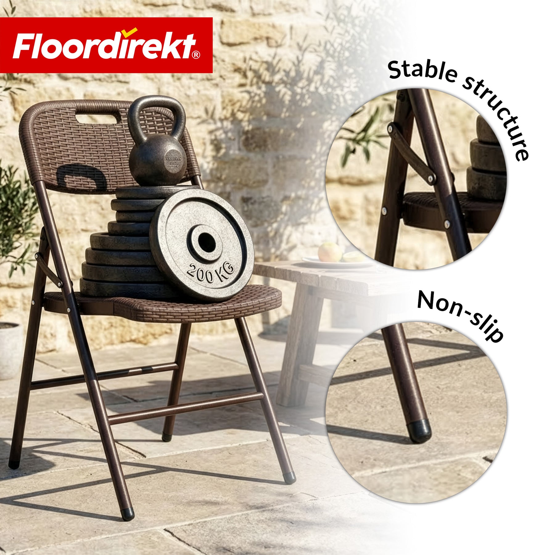 Opvouwstoel 2-delige set | Niigata | Bruine inklapbare tuinstoel in rotanlook