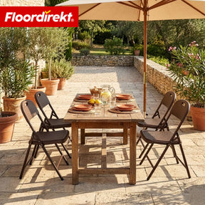 Opvouwstoel 2-delige set | Niigata | Bruine inklapbare tuinstoel in rotanlook