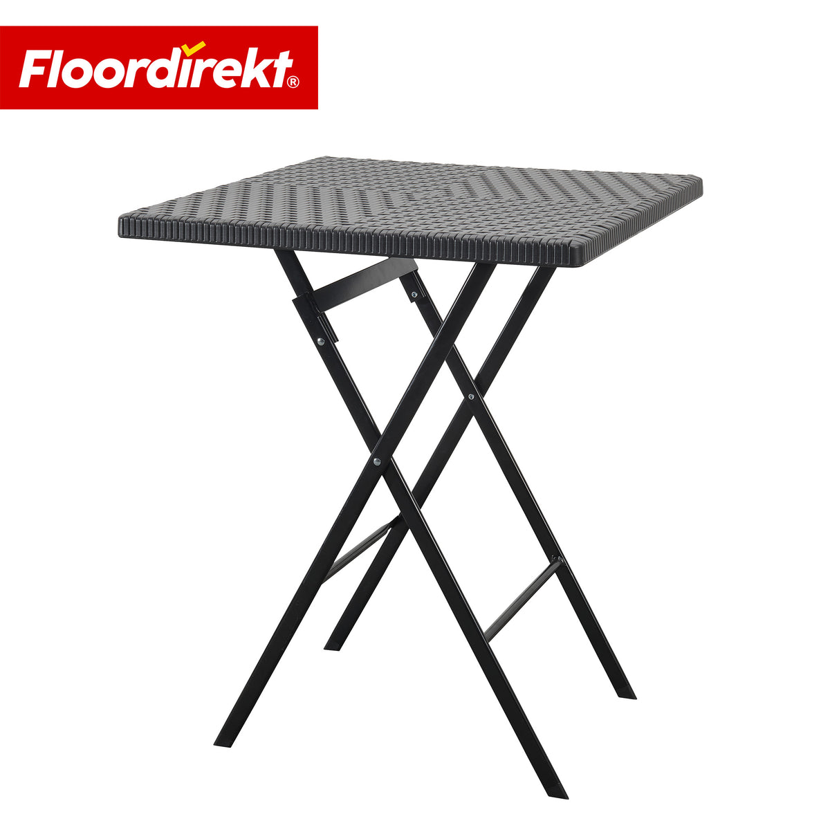 Klaptafel | Kobe | Zwarte inklapbare tuintafel in rotanlook | 60 × 60 cm