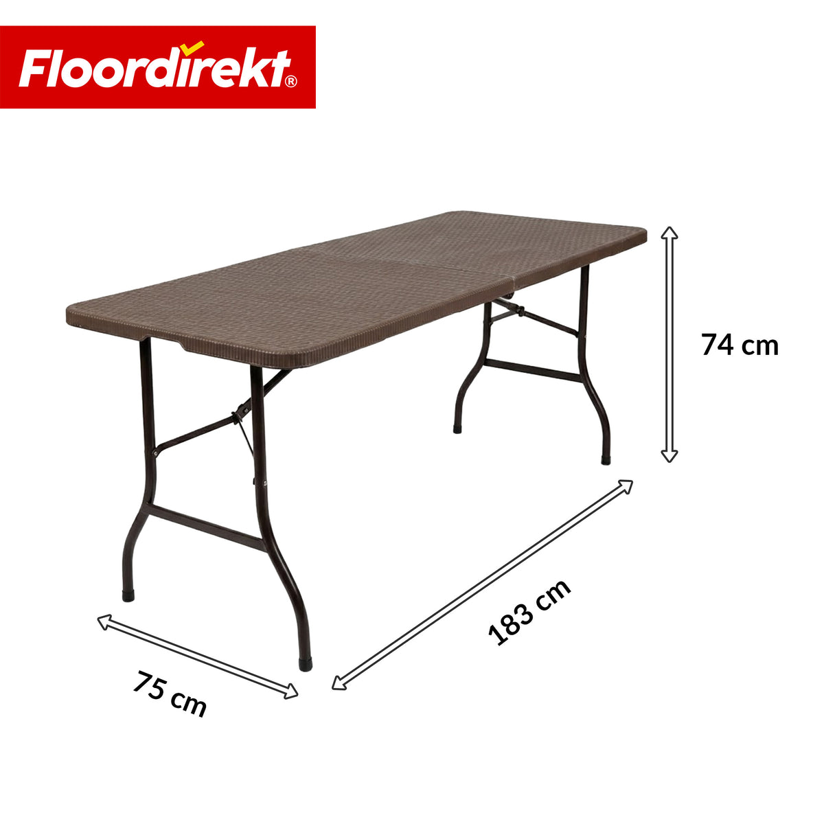 Tuintafel | Miyako | Weerbestendige klaptafel 183×75 cm | Opvouwbaar met draaggreep voor tuin, terras & evenementen