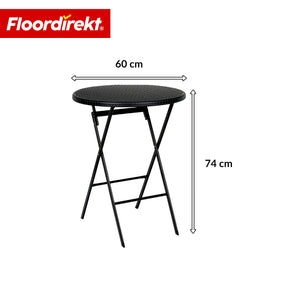 Opvouwtafel | Toyama | Ronde inklapbare tuintafel in rotanlook, zwart | Ø 60 cm
