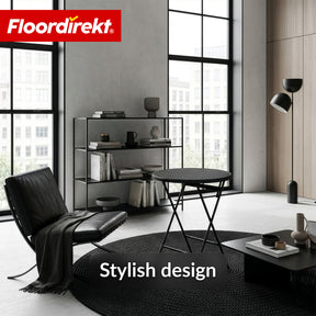 Opvouwtafel | Toyama | Ronde inklapbare tuintafel in rotanlook, zwart | Ø 60 cm