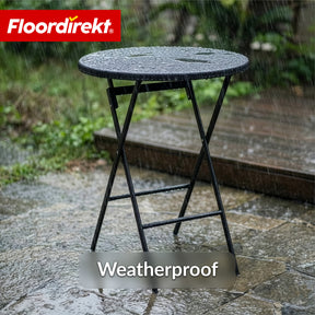 Opvouwtafel | Toyama | Ronde inklapbare tuintafel in rotanlook, zwart | Ø 60 cm