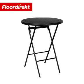 Opvouwtafel | Toyama | Ronde inklapbare tuintafel in rotanlook, zwart | Ø 60 cm