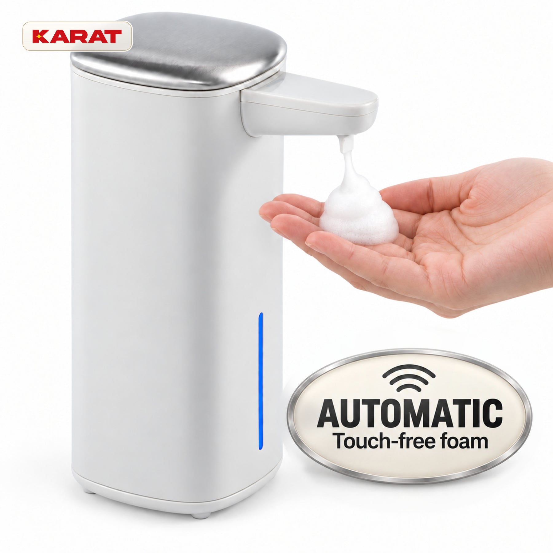 Automatische schuimzeepdispenser | Liora | Contactloze zeepdispenser met sensor, USB-C-accu & RVS | 250 ml