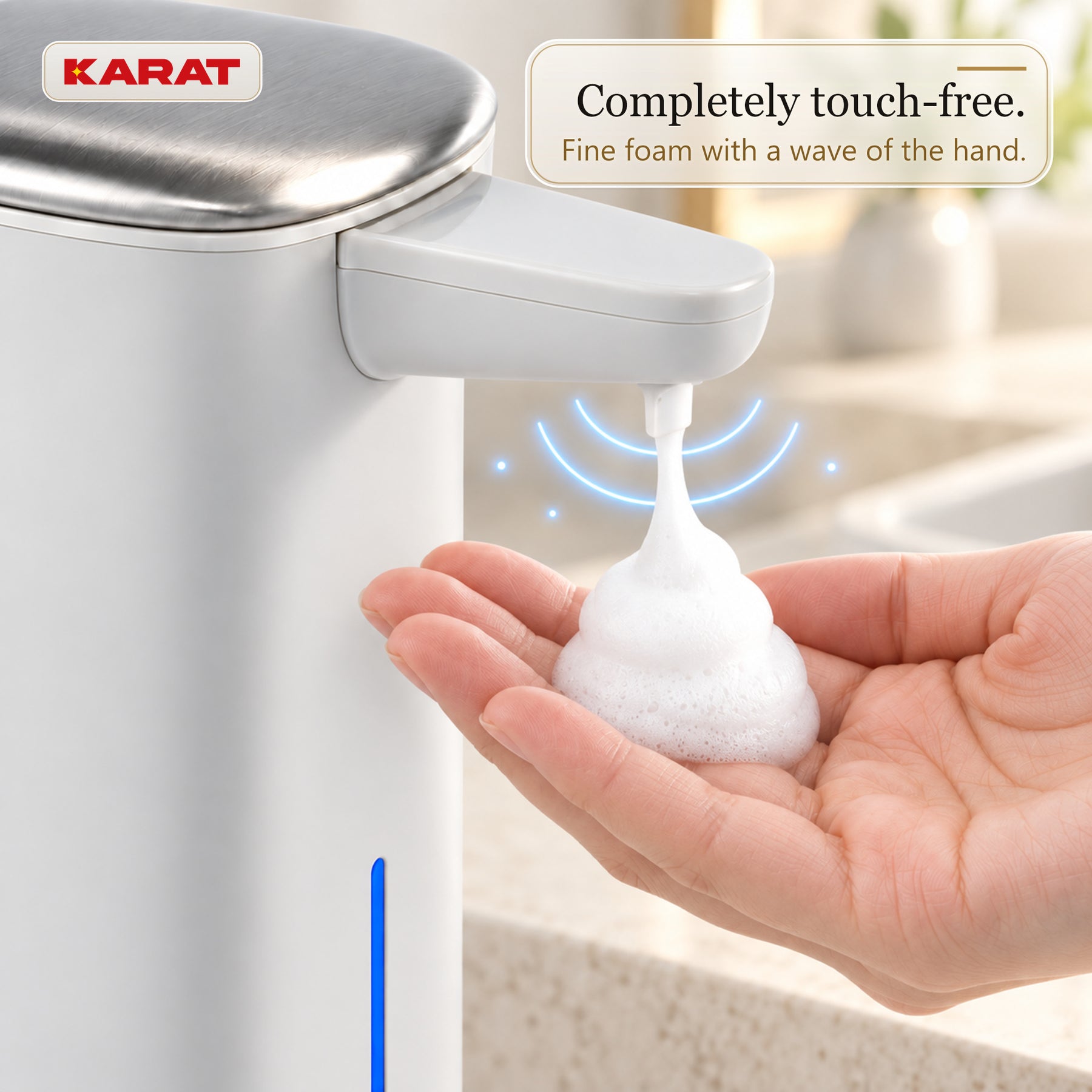 Automatische schuimzeepdispenser | Liora | Contactloze zeepdispenser met sensor, USB-C-accu & RVS | 250 ml